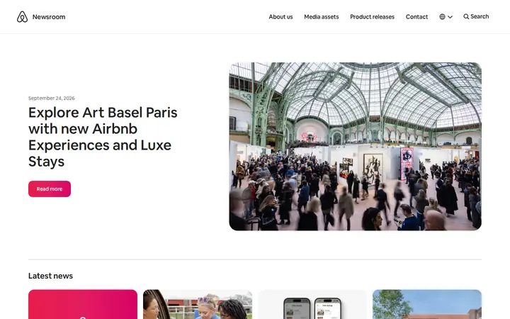 Homepage capture of Airbnb