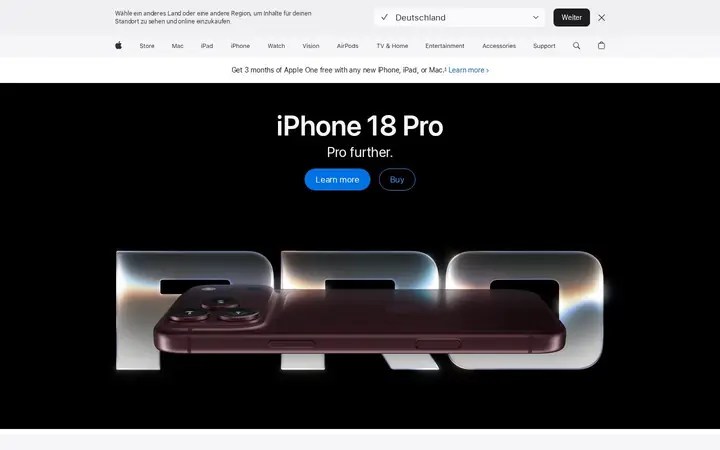 Homepage capture of Apple