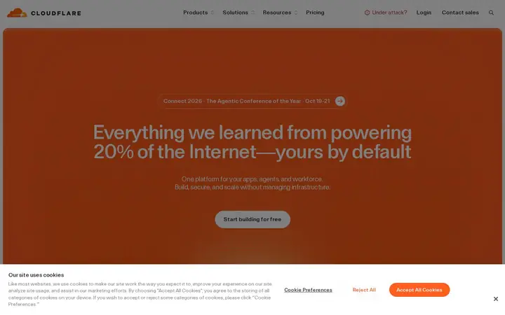 Homepage capture of Cloudflare