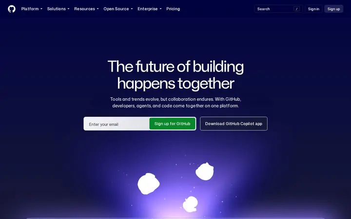 Homepage capture of GitHub