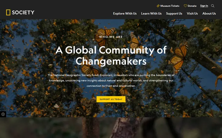 Homepage capture of National Geographic