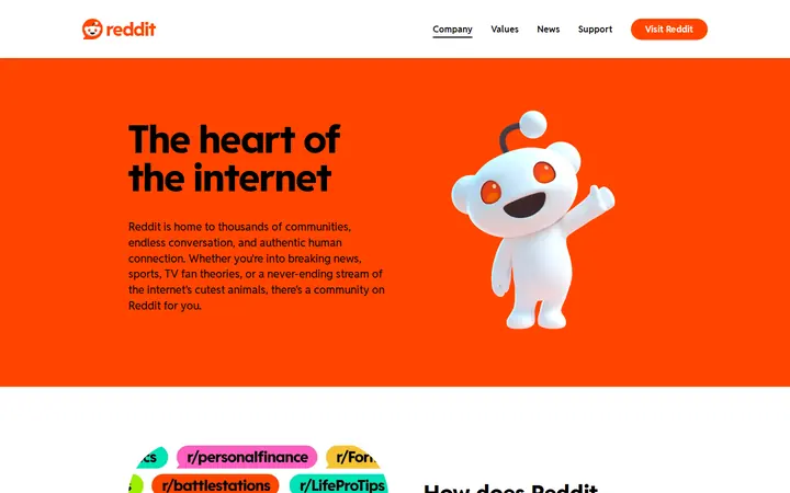 Homepage capture of Reddit
