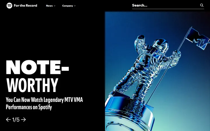 Homepage capture of Spotify