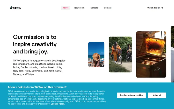 Homepage capture of TikTok
