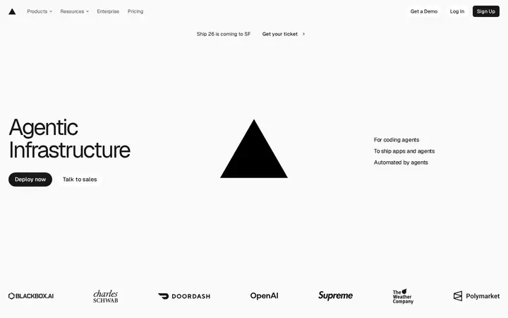 Homepage capture of Vercel